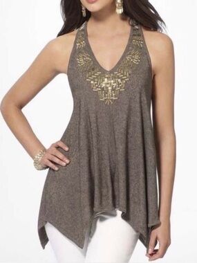 VTG Cache Beaded Y2K Boho Handkerchief
Knit Tank Top Size XS.
